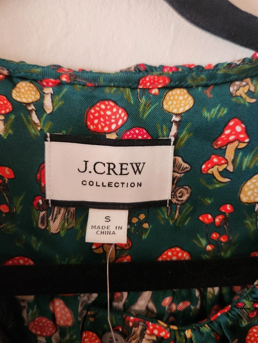 J. Crew Collection 100% Silk Twill Ruffle Collar Top in Mushroom Floral NEW NWT